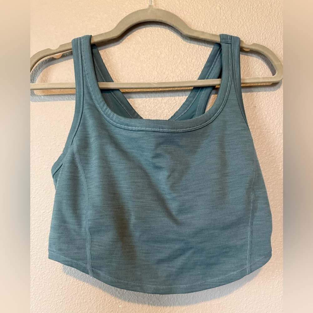 Prana Blue Cropped Tank w/Built-in Bra